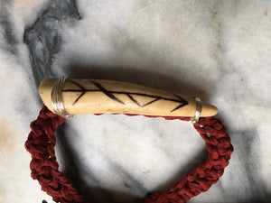 Custom Bindrune Crochet Leather Bracelet