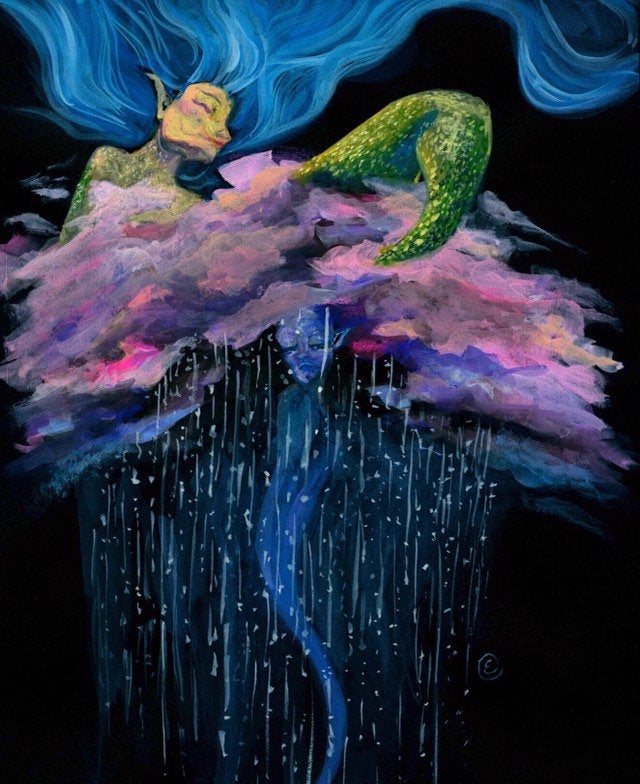 Mermaid Surreal original painting art